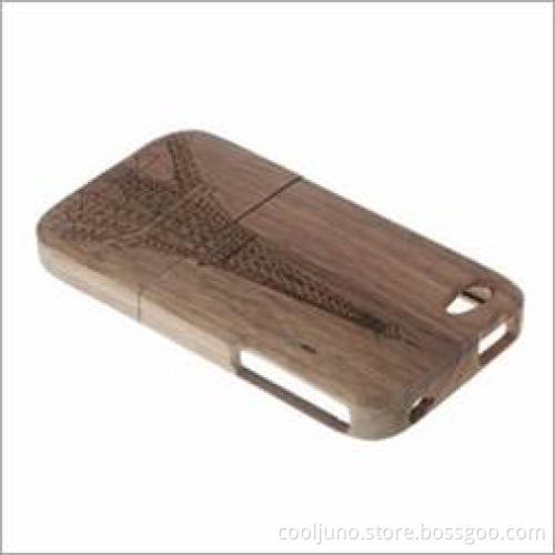 Apple iPhone 4 4S Walnut Wood Stacks Tower Pattern Cover Case With Retail Package - Brown